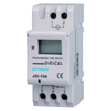 Temporizador digital programable ETTROIT para carril DIN, 220 V, 16 A, con pantalla y hasta 8 programas - JX601516