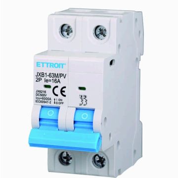 Photovoltaic Magnetic Thermal Switch 2P DC 500V 16A 6kA Occupies 2 DIN Modules Ettroit JX6216