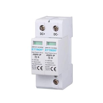 Descargador de sobretensiones fotovoltaico tipo 2DC baja tensión 20KA 500V 2 módulos DIN Ettroit JX6275