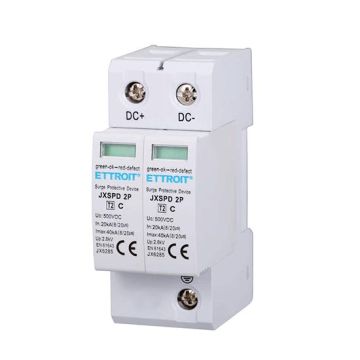 Descargador de sobretensiones fotovoltaico Tipo 2 DC baja tensión 40KA 500V 2 módulos DIN Ettroit JX6285