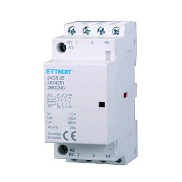 Contattore AC 4P 25A 2NO+2NC 380V occupa 2 Moduli DIN Ettroit JX74251