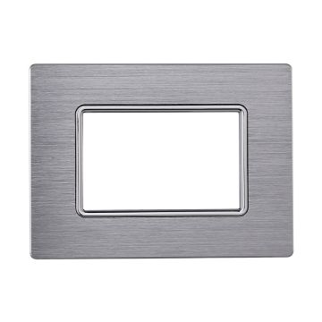 ETTROIT MT86317 Aluminum Plate Solar Series 3P Polished Silver Color Compatible with Bticino Matix