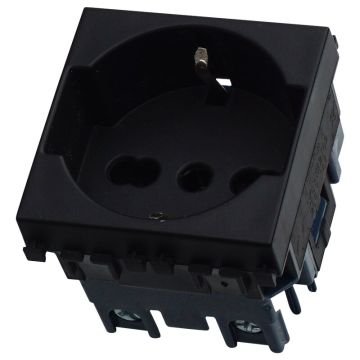 Gniazdo Schuko ETTROIT 2P+T 16A Kolor czarny Kompatybilne z Vimar Arke VA2102