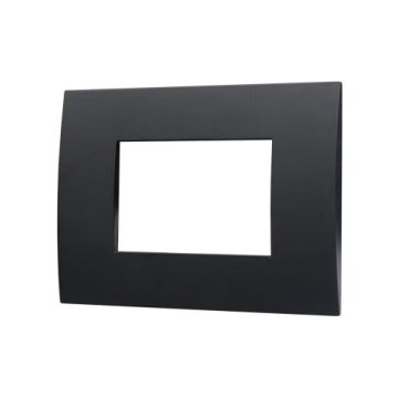  ETTROIT Placca Plastica 3P 3 posti Serie Venus Colore Nero Compatibile Con Vimar Arke VA83302